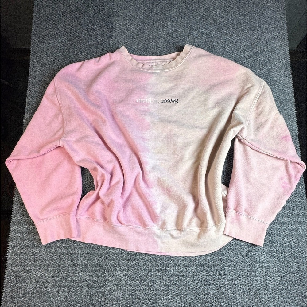 Ariana Grande Unisex Pink Tie Dye Sweetener World Tour Crewneck Sweatshirt 2XL